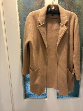 J.Crew M Camel Open Front Mid Thigh Cardigan/ Jacket